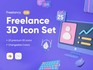 Freiberufliche Tätigkeit 3D Icon Pack