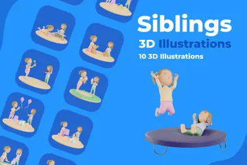 Frères et sœurs Pack 3D Illustration