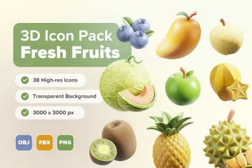 新鮮な果物 3D Iconパック