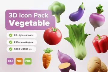 Fresh Vegetables 3D Icon Pack