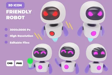 Freundlicher Roboter 3D Icon Pack