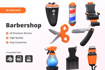 Friseurladen 3D Icon Pack