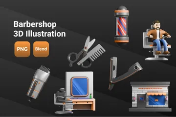 Friseurladen 3D Icon Pack