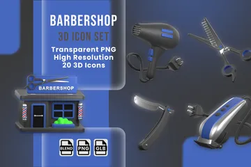 Friseurladen 3D Icon Pack