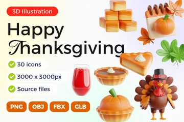 Frohes Thanksgiving 3D Icon Pack