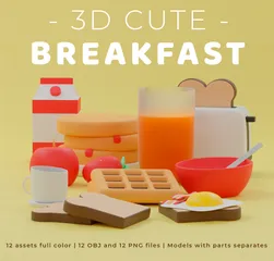 Frühstück 3D Illustration Pack