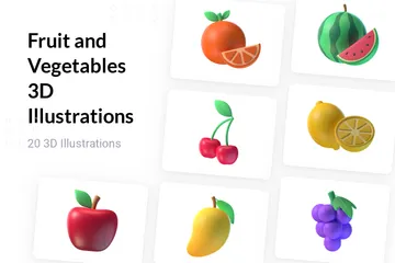 Fruit And Vegetables 3D Illustration Pack