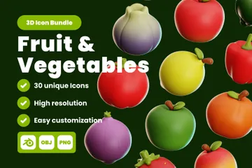 Fruit And Vegetables 3D Icon Pack