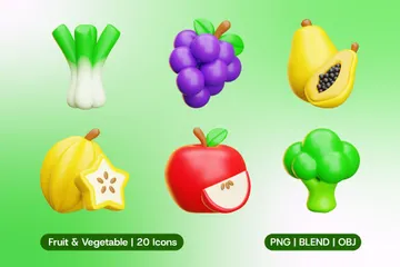 Fruit & Vegetable 3D Icon Pack