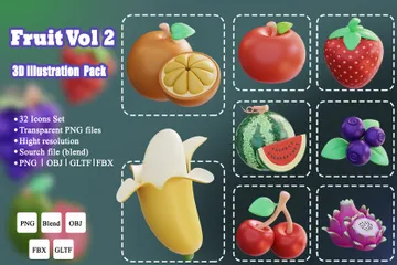 Fruit Vol2 3D Icon Pack