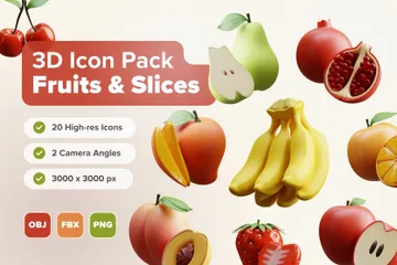 Fruits And Slices 3D Icon Pack