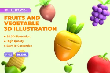 果物と野菜 3D Iconパック