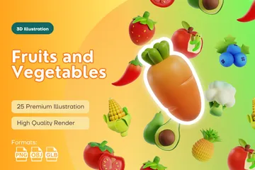 Fruits And Vegetables 3D Icon Pack