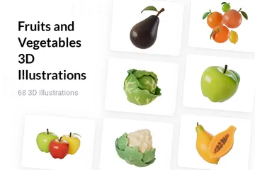 Fruits And Vegetables 3D Illustration Pack