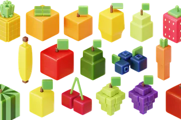 Fruits en cubes Pack 3D Icon