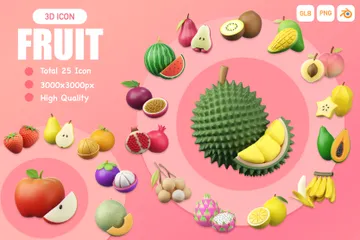 Fruta Ilustração 3D Pack