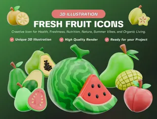 Fruta fresca Pacote de Illustration 3D