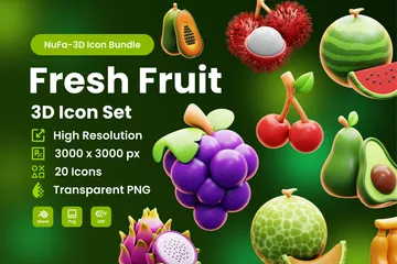 Fruta fresca Pacote de Icon 3D