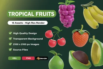 Fruta tropical Pacote de Illustration 3D