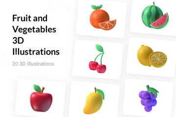 Frutas e vegetais Pacote de Illustration 3D