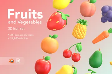 Frutas e vegetais Pacote de Illustration 3D