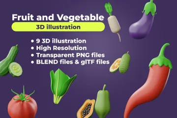 Frutas e vegetais Pacote de Icon 3D