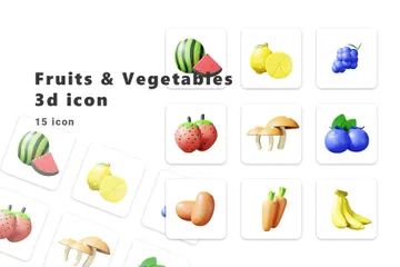 Frutas vegetais Pacote de Illustration 3D