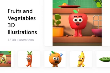 Frutas y vegetales Paquete de Illustration 3D