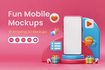 Fun Mobile Mockups 3D Illustration Pack