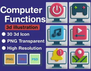 Funciones de la computadora Paquete de Icon 3D