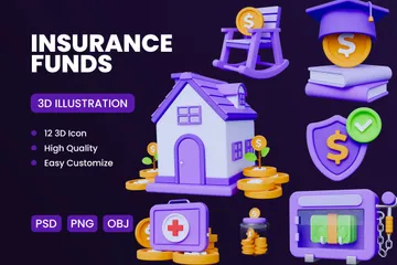 Fundos de seguro Pacote de Icon 3D