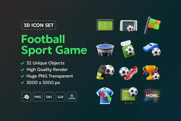 Football oder Fußball Sport Spiel 3D Icon Pack