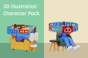 Travail futur à domicile Pack 3D Illustration