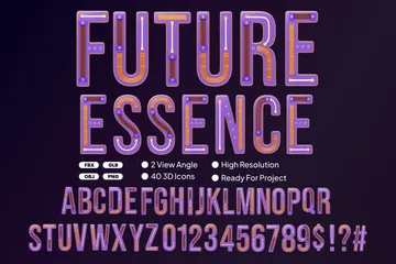 Future Essence Alphabet Letter 3D Icon Pack