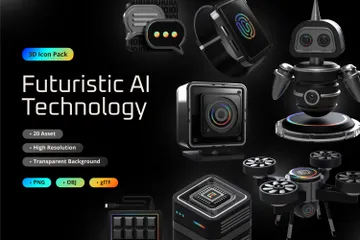 Futuristic AI Technology 3D Icon Pack