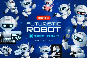 Futuristic Robot 3D Illustration Pack