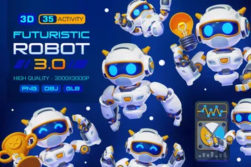 Futuristic Robot 3.0 3D Illustration Pack