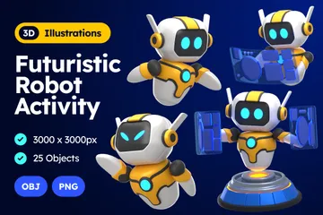 Futuristic Robot Activity 3D Icon Pack
