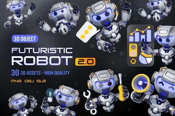 Futuristischer Roboter 2.0 3D Illustration Pack