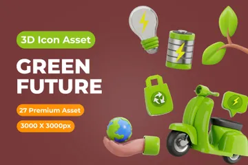 Futuro verde Paquete de Icon 3D