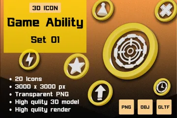 Game Ability Set 01 3D Icon Pack