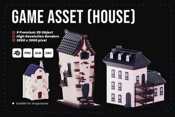 Game Asset (House) 3D Icon Pack