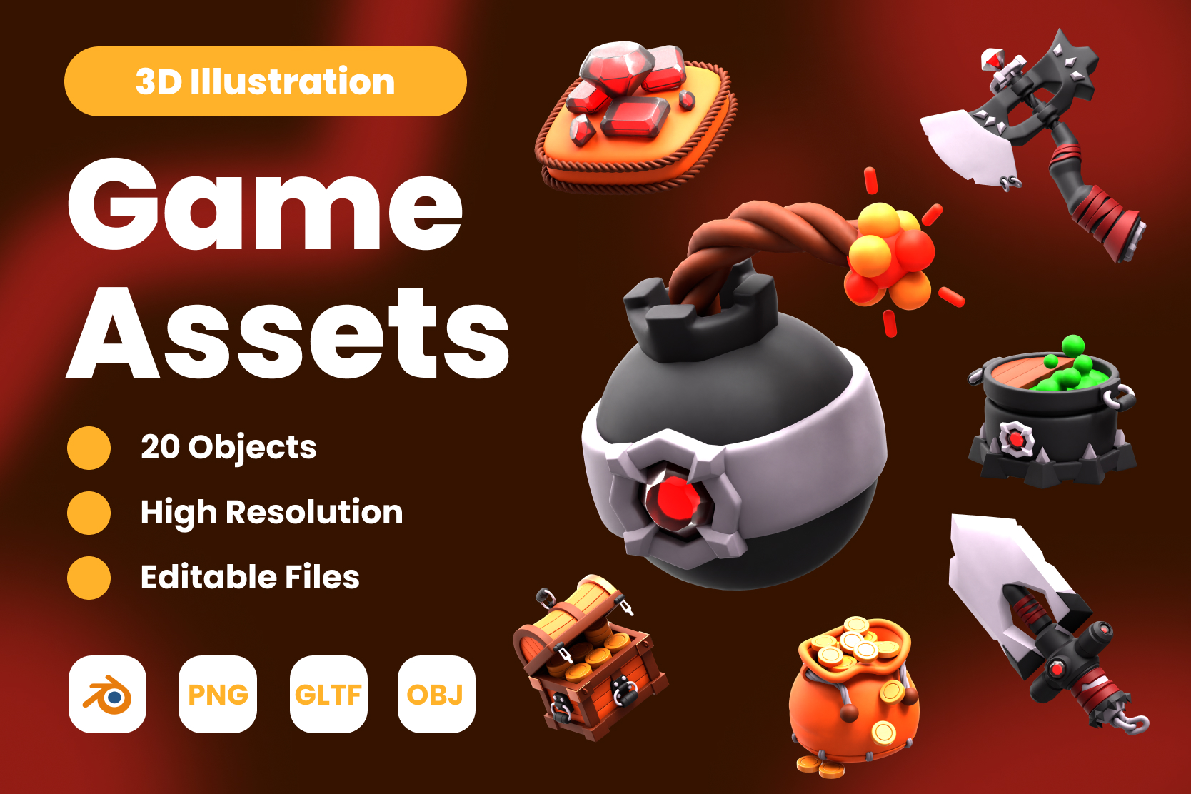 Premium Game Assets 3D Illustration pack from Sports & Games 3D ...