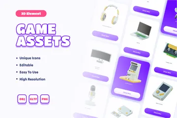 Game Assets 3D Icon Pack