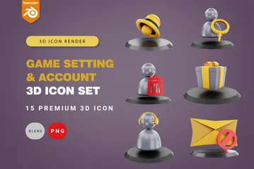 게임 설정 및 계정 3D Icon 팩