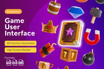 ゲームユーザーインターフェース 3D Iconパック
