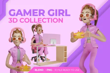 Gamer Girl 3D Illustration Pack