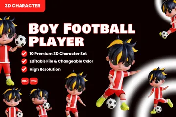 Joueur de football garçon Pack 3D Illustration