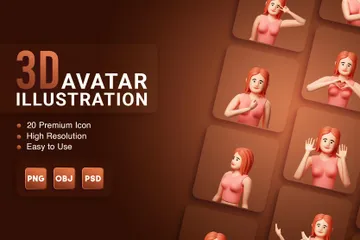 Avatar de menina Pacote de Illustration 3D