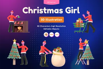 Garota de Natal Pacote de Icon 3D
